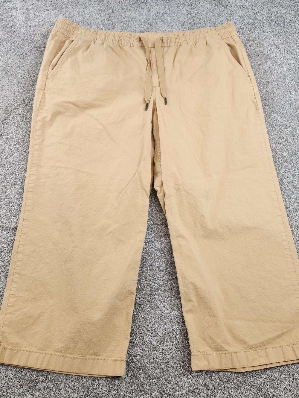 LL Bean Womens Cotton Spandex Capri Pants Khaki Pull On XL Petite